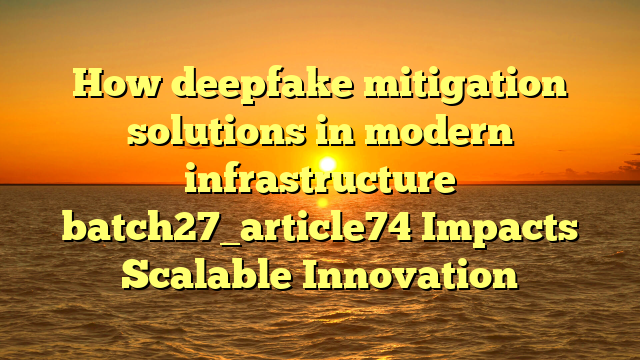 How deepfake mitigation solutions in modern infrastructure batch27_article74 Impacts Scalable Innovation